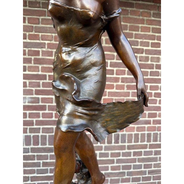 19th C Auguste Moreau Art Nouveau Metal Sculpture For Sale - Image 9 of 18
