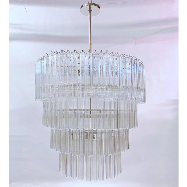 Nickel Polished Chandelier With Hexagon Glass Tube by Lmd Custom Lighting For Sale - Image 11 of 11