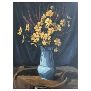 Marius Chambaz, Bouquet aux fleurs jaunes, Oil on Canvas For Sale