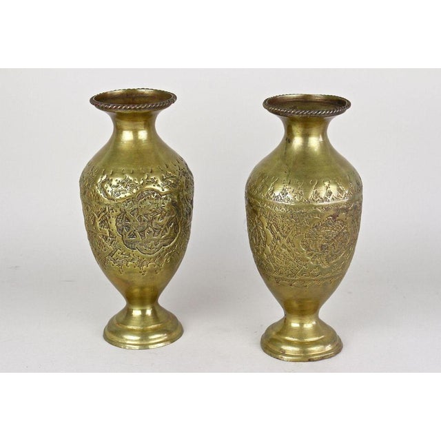 Antique Biedermeier Chased Brass Vases, 1860, Set of 2 For Sale - Image 11 of 18