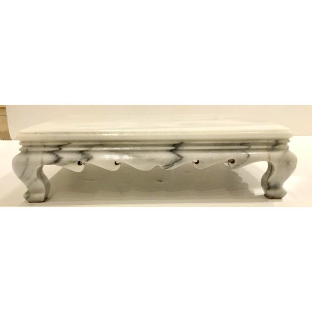 Elegant craved Vintage White and Dark Gray Marble Stand, Circa 1940’s
