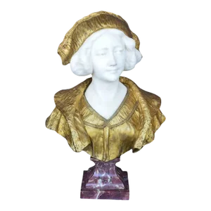 1920s French Marble and Bronze Bust of a Woman Signed Gory