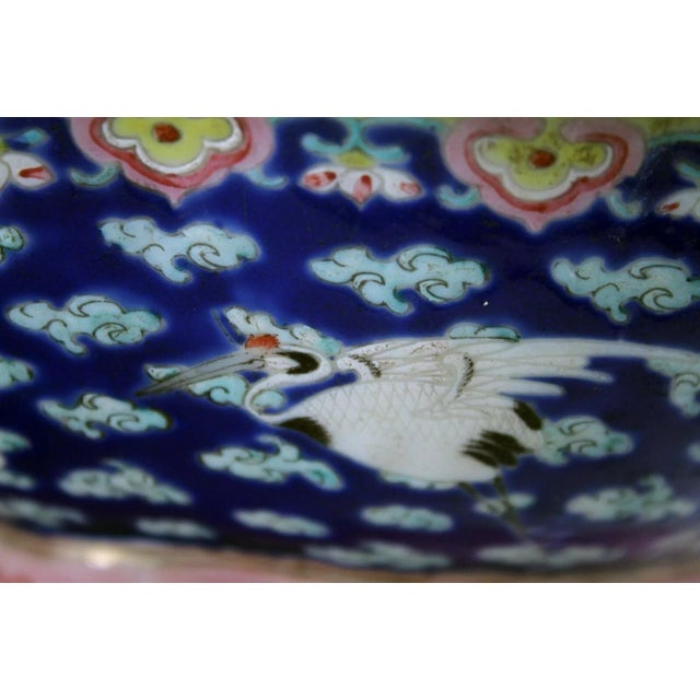 Tung Chih Oblong Footed China Bowl Turquoise Interior Yu-Yi Cloud Design 1862-75 For Sale - Image 9 of 12