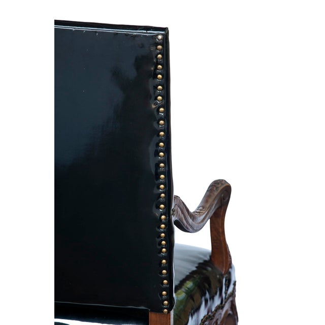 Textile Vintage French Black Patent Leather Chair For Sale - Image 7 of 7