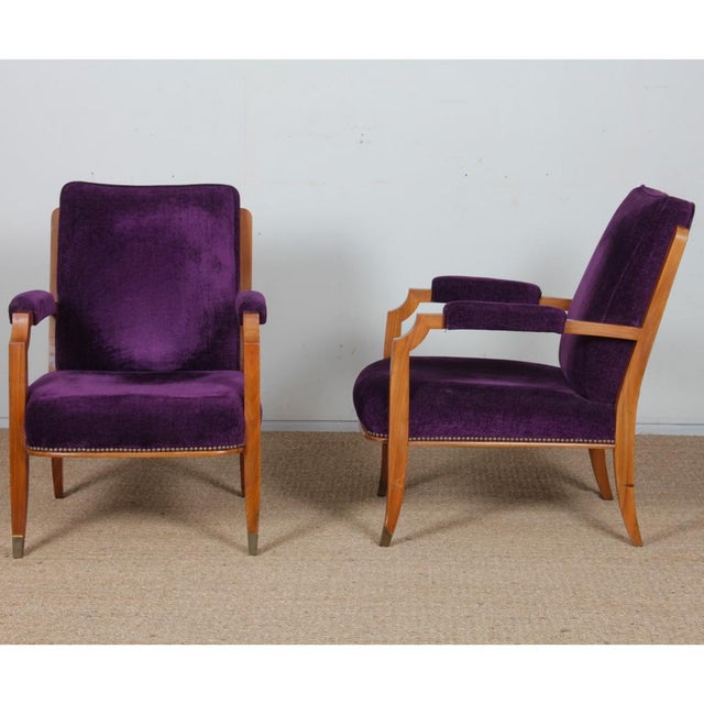 Armchairs in the style of Jules Leleu, 1940, Set of 2 For Sale - Image 4 of 8