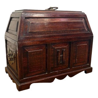 Mid-20th Century Jacobean Revival Carved Oak Table Coffer, 1940s For Sale