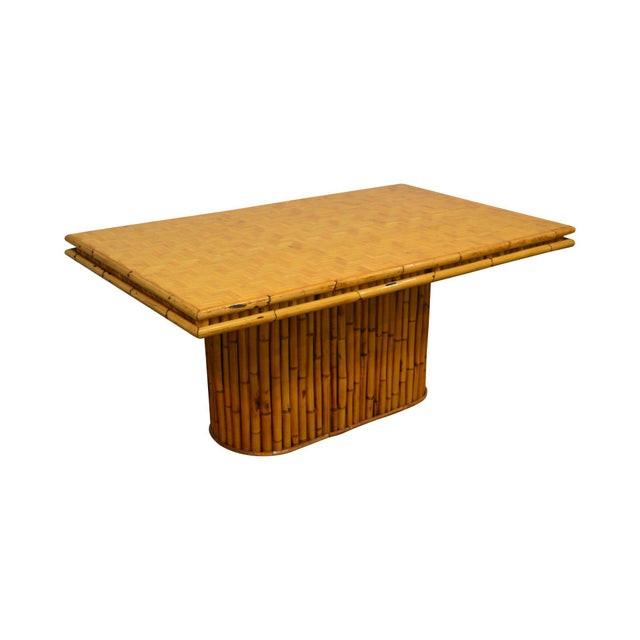 Bamboo Vintage Herringbone Parquet Top Dining Table Chairish