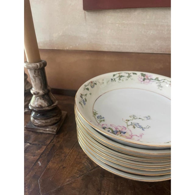 Vintage Czechoslovakian Epiag Floral Yellow and Pink 7.75” Bowls Garden Party Chic - Set of Eight (8) For Sale - Image 9 of 10