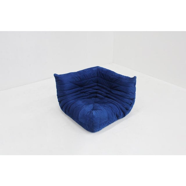 Blue Leather Corner Armchair by Michel Ducaroy for Ligne Roset, 1990s For Sale - Image 3 of 11