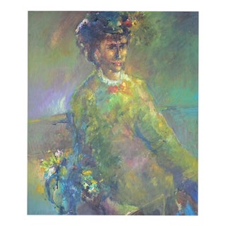 Impressionist Artist, Portrait, Oil on Wood Panel, Framed For Sale