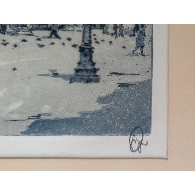 20th Century Colored Aquatint Etching of St. Mark's Square Venice, Signed For Sale - Image 12 of 14