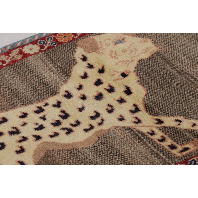 Rug & Kilim Vintage Gabbeh Pictorial Wool Runner With Tiger Pictorial by Rug & Kilim, 1950-1959 For Sale - Image 4 of 9