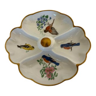 1940’s Limoges, France Divided Porcelain Dish Trimeed in 24k Gold For Sale