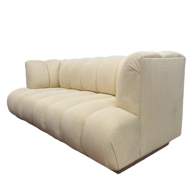 Postmodern Vintage Creme Channel Sofa For Sale - Image 3 of 6