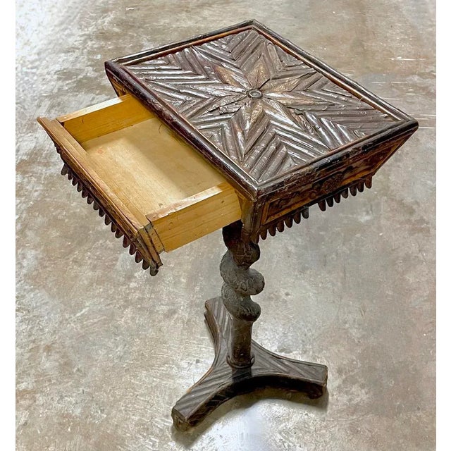 Wood Vintage French Rustic Branch & Pine Cone Pedestal Table For Sale - Image 7 of 12