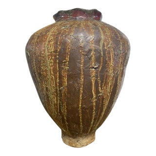 Late 19th Century Shigaraki Tsubo Style Ceramic Storage Vessel For Sale
