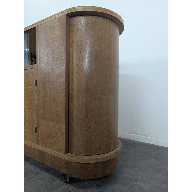 Serving Bar Cart in Oak and Sycamore Veneer, 1950s For Sale - Image 6 of 9