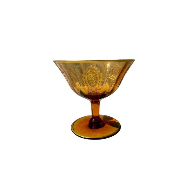 Beautiful etched design in Amber Glass.