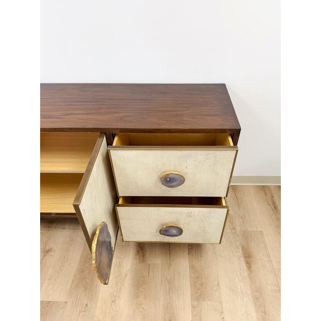 Beige John Richard Designer Amethyst Geode Stone Credenza, Modern Statement Piece For Sale - Image 8 of 14