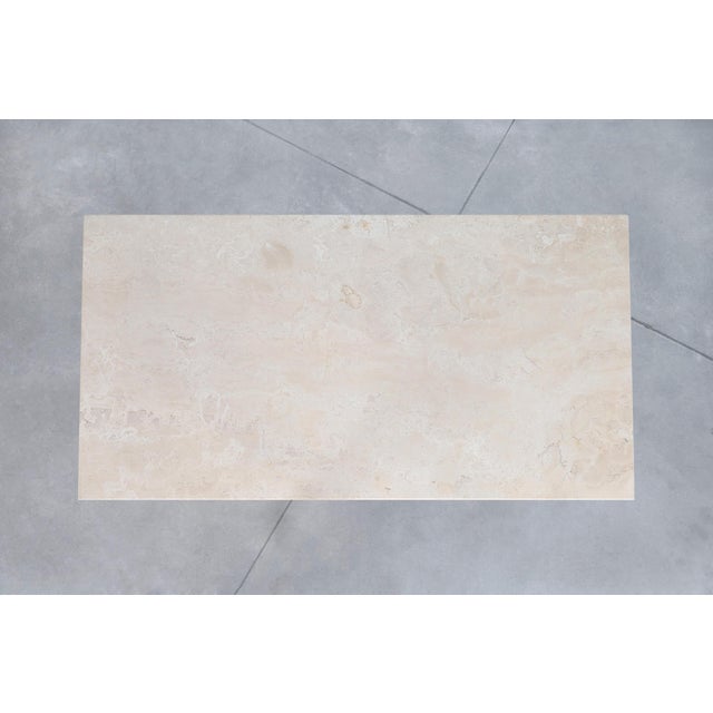 1980s Italian Modernist Travertine Dining Table For Sale - Image 10 of 12