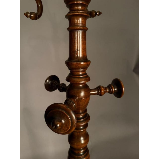 Wood 19th Century Italian Walnut Hall Tree / Rotating Coat Rack From Piedmont, Circa 1830 For Sale - Image 7 of 13