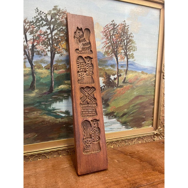 Vintage Wooden Dutch Folk Style Cookie Mold Decorative Primitive Decor. For Sale In Seattle - Image 6 of 7