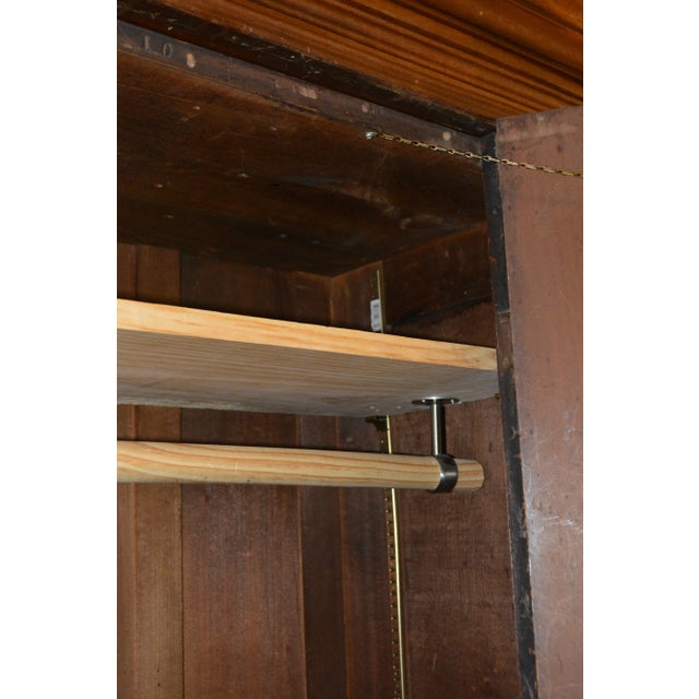 Antique Wooden Single Door Armoire Wardrobe W/ Base Drawer - Coat Closet For Sale - Image 11 of 17