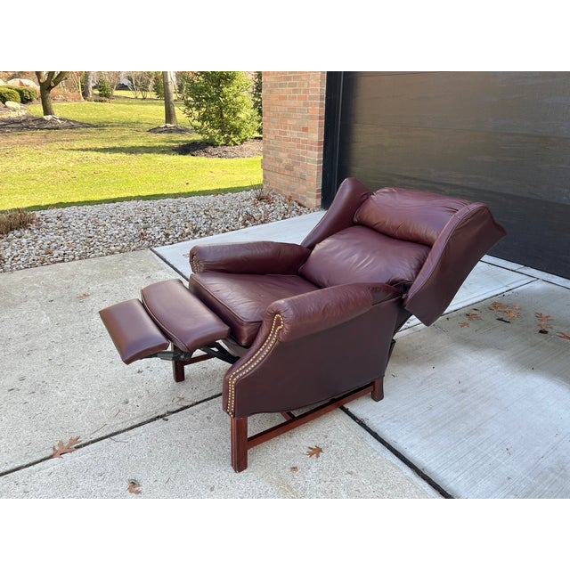 1970s Vintage Lane Acclaim Leather Wingback Chair Recliner For Sale - Image 11 of 13