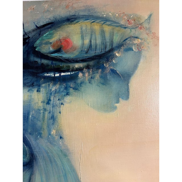 Julia Musson-Laboureau, Large Blue, 1982, Oil on Canvas For Sale - Image 4 of 11