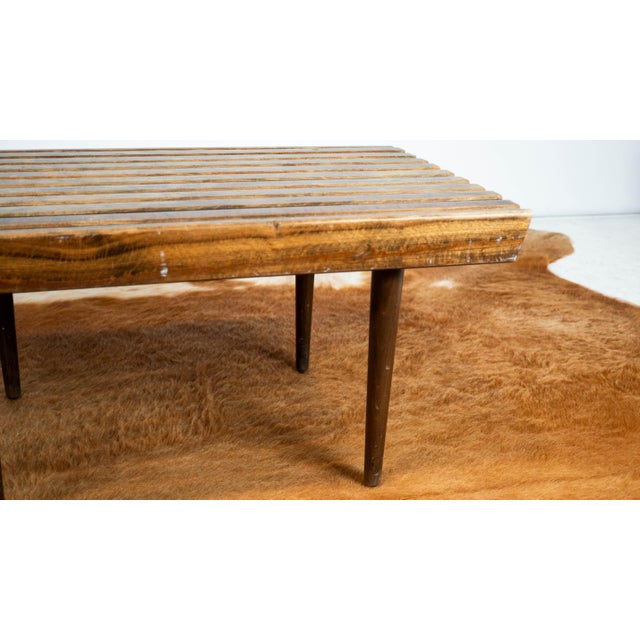 Vintage Mid Century Walnut Slat Bench or Table For Sale In Boston - Image 6 of 15