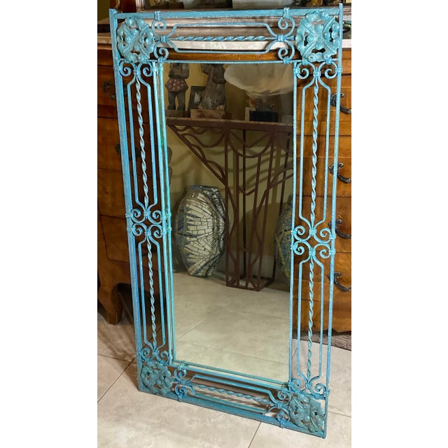 Antique Wrought Iron Gate Mirror – Repurposed Architectural Salvage For Sale - Image 9 of 15