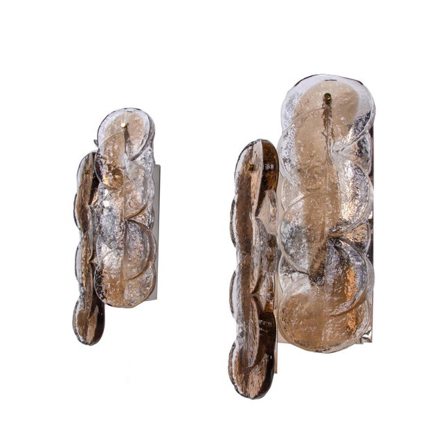 Amber Citrus Wall Sconce in Swirl Murano Glass & Brass by J. T. Kalmar for Kalmar, Austria, 1960s, Set of 2 For Sale - Image 3 of 10