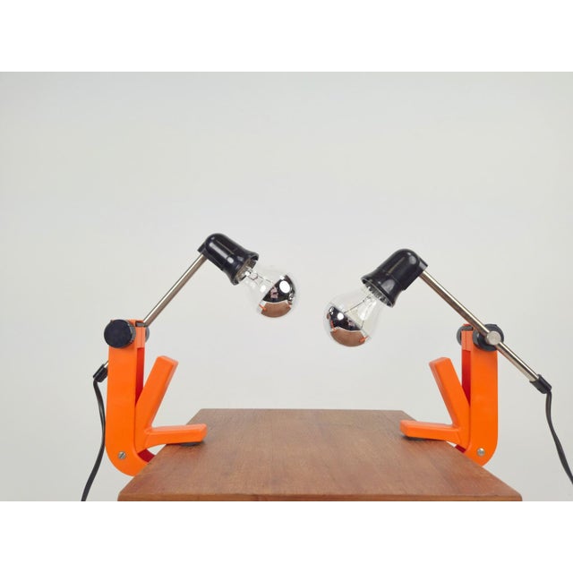 Type 2323 Revue Clamp Lamps Orange Clip Lamp, 1970, Set of 2 For Sale - Image 9 of 9