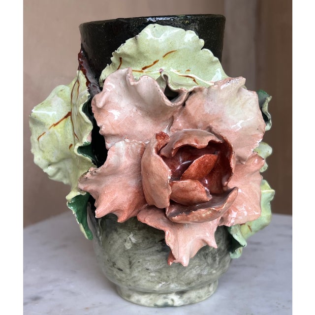 French Provincial Edouard Gilles Barbotine Majolica French Vase, C. 1880's For Sale - Image 3 of 18