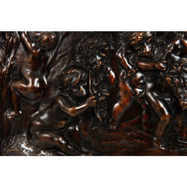 Rare 18th Century Bachanalia Plaque of Putti Tormenting Goat After Duquesnoy For Sale - Image 6 of 16