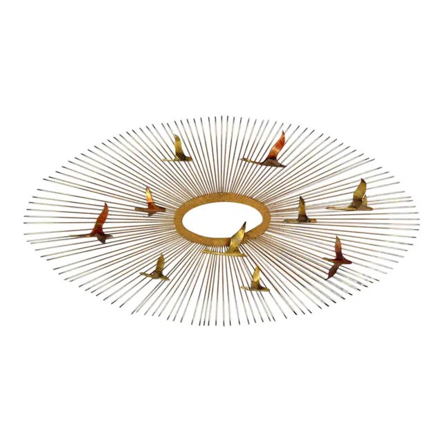 Curtis Jere Curtis Jere William Friedle Birds in Flight Sunburst Brass Wall Sculpture For Sale - Image 4 of 4