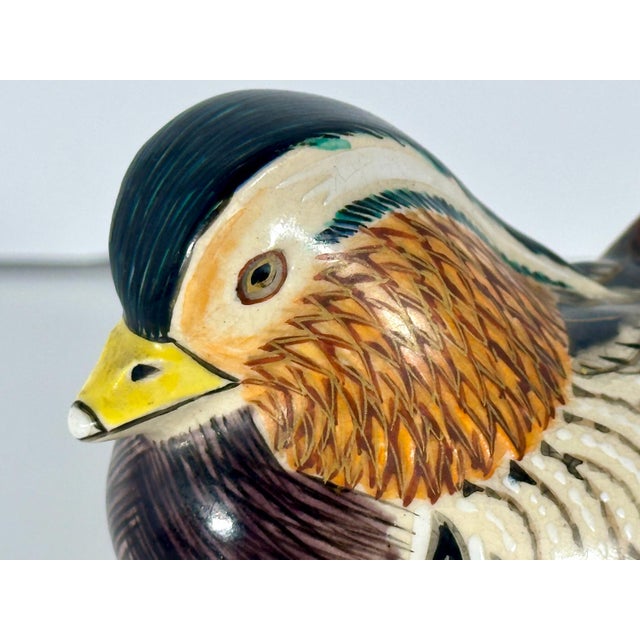 Rare, Antique Kutani-ware Mandarin Duck Figurine for your consideration. The duck figure measures approx. 5 inches long, 3...