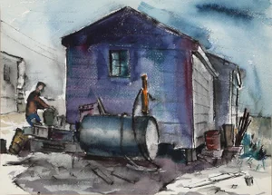 Eve Nethercott, Maine Backyard View (P2.63), Watercolor on Paper