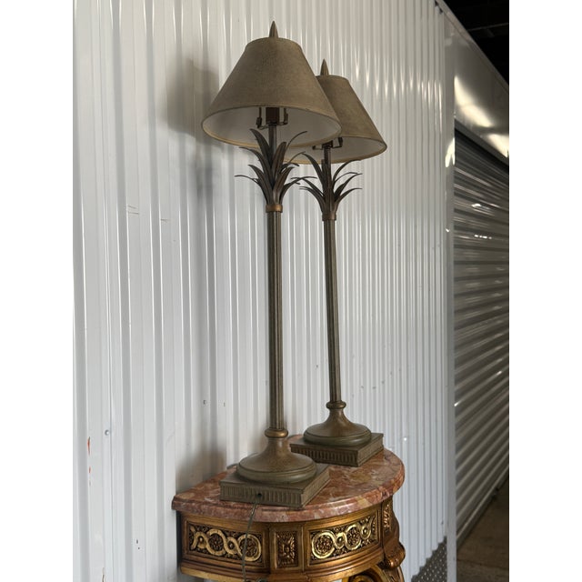 Late 20th Century Late 20th Century Statuesque Palm Tree Lamps - A Pair For Sale - Image 5 of 8