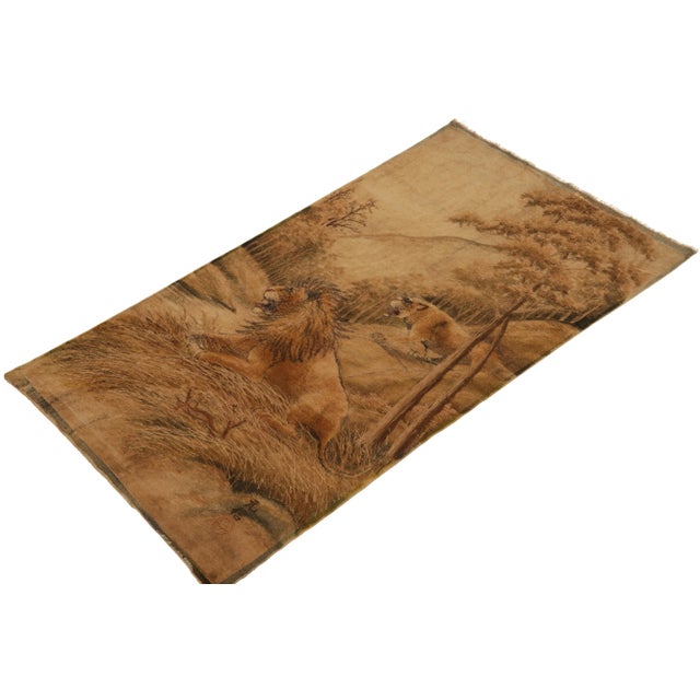 From the most collectible new curations, an antique 3x5 pictorial tapestry from Japan, handwoven in silk circa 1890-1900....