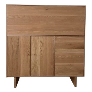 Room & Board Hudson Office Armoire W/ Fold-Out/Drop Leaf Desk (White Oak) For Sale