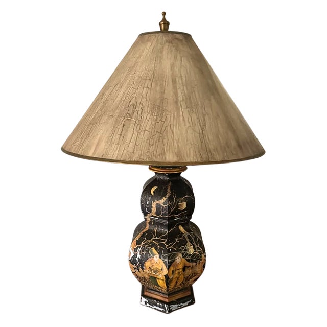 Bring timeless Asian-inspired elegance to your space with this striking vintage Chinoiserie table lamp. The sculptural...