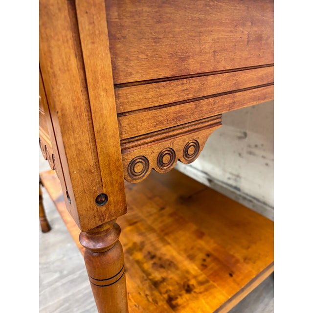 Wood Antique Victorian Eastlake Aesthetic Movement Walnut Library Table Console For Sale - Image 7 of 15