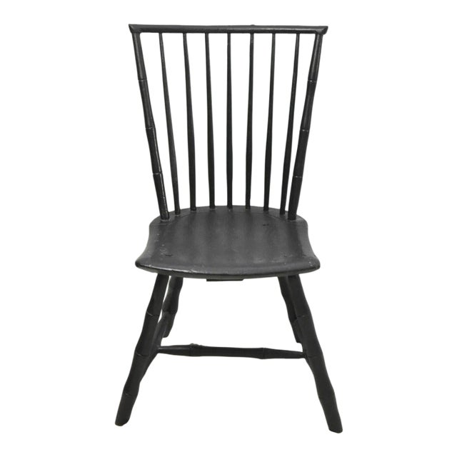 Artisan Benchmade Birdcage Style Black Windsor Chair For Sale