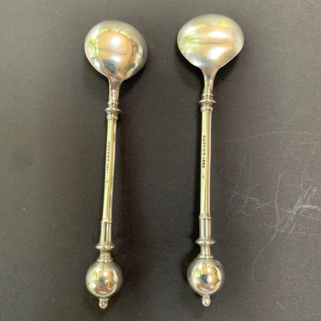 Antique Pair of Ball End Silver Salt Spoons by George Sharp For Sale - Image 4 of 9