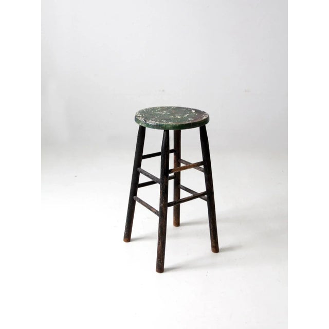 Vintage Painted Wood Stool For Sale - Image 12 of 12