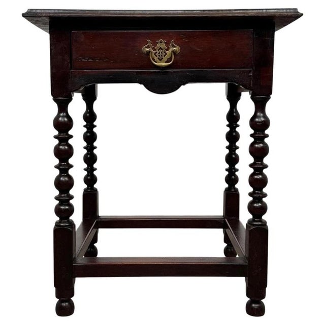 Antique English Bobbin-Turned Oak Side Table, 1800s For Sale - Image 4 of 12
