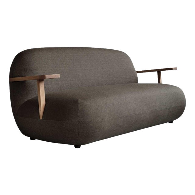 Toe Sofa in Stone Gray Teak and Outdoor Fabric by Tommy Hyldahl For Sale