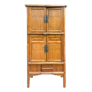 Early 18th Century Chinese Bamboo Kitchen Cabinet Qing Dynasty For Sale