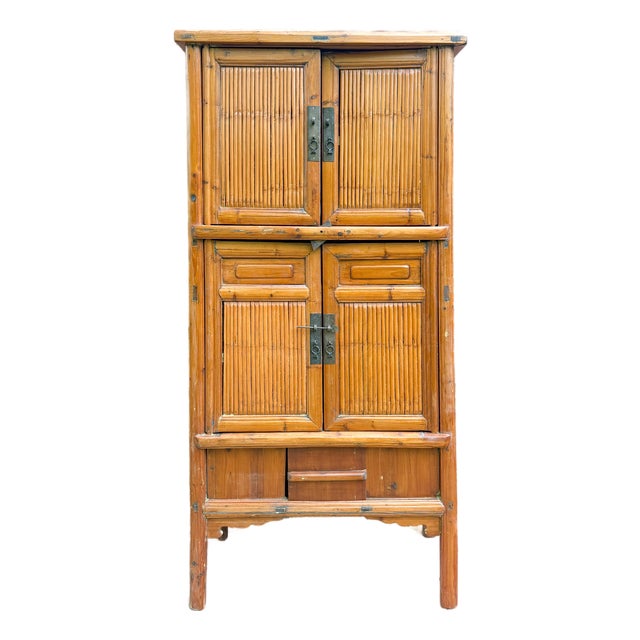 Early 18th Century Chinese Bamboo Kitchen Cabinet Qing Dynasty For Sale